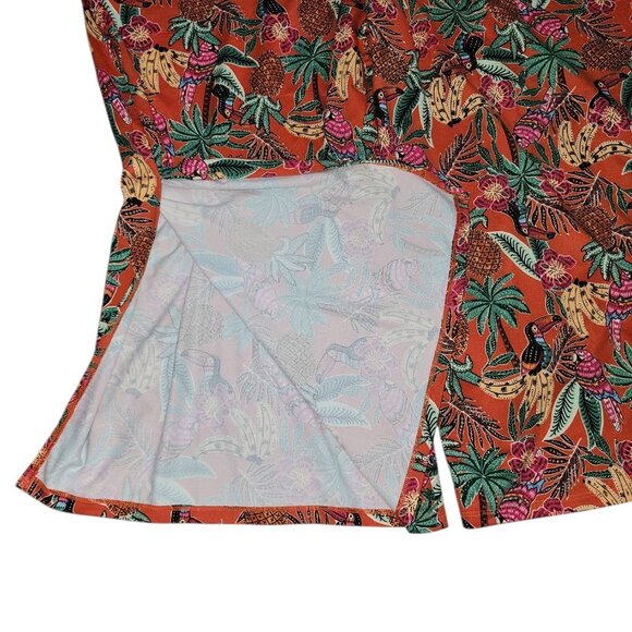 Cuddl Duds Jumpsuit Womens Plus Size 3X Orange Floral Tropical Pineapple Hawaii - Picture 3 of 7